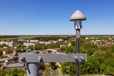 GPS antenna on a rooftop mount