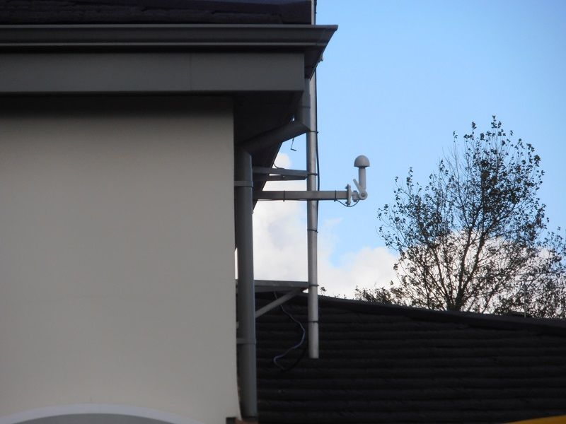 GPS antenna installed on the outside wall of a fire station