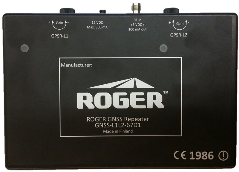 Roger-GPS L1, L2, GLONASS, Galileo GPS repeater in IP67 enclosure