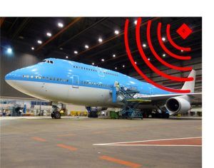 GPS repeater providing signal inside an aircraft hangar